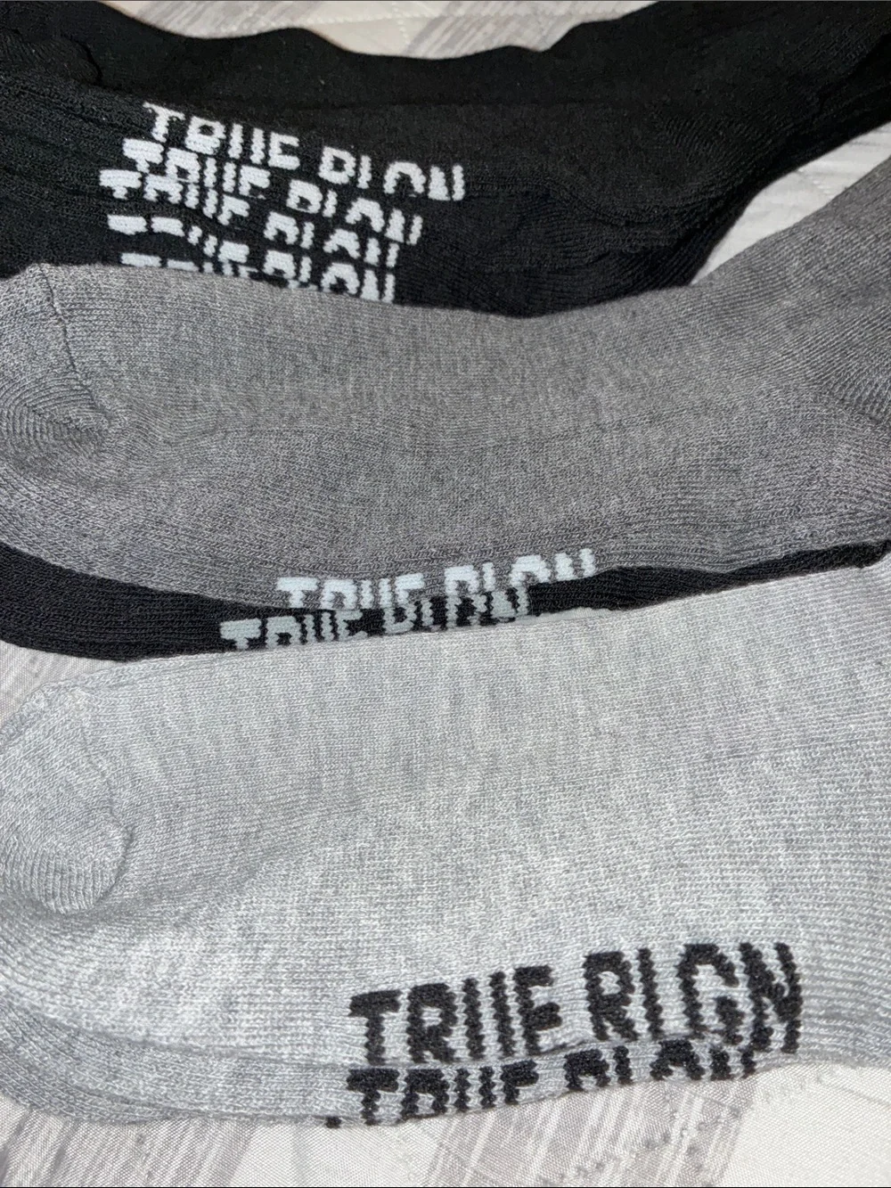 Men's Crew Socks - Black, Dark Gray & Light Gray -7 pairs true religion M/L